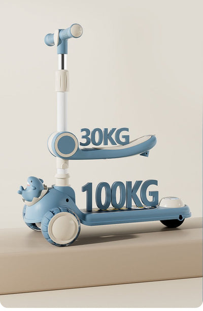 Infantes 2 in 1 Kids Shark Scooty With Front Basket Blue