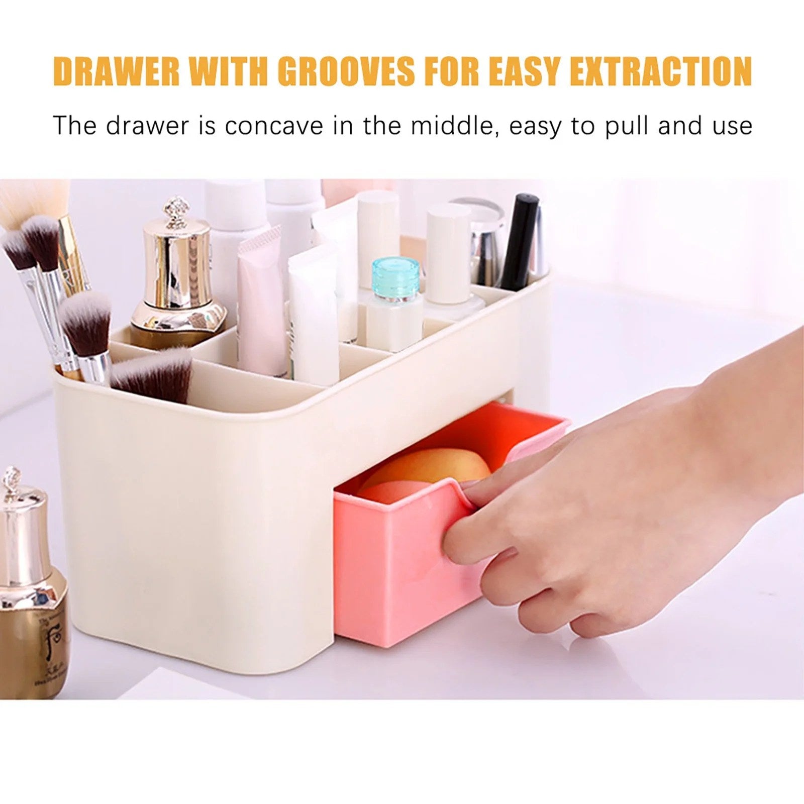 Portable Desktop Storage Box Plastic Scissors Organizer Jewelry Nail Polish Pen Makeup Brushes Kit Container Tool image 2