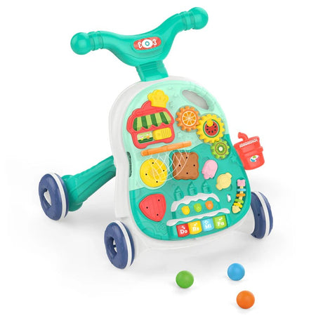 Huanger 2 in 1 Electronic Walker For Toddlers Music Entertainment and Activity Green