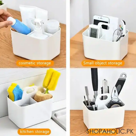 3 compartment multipurpose storage box with handle image3