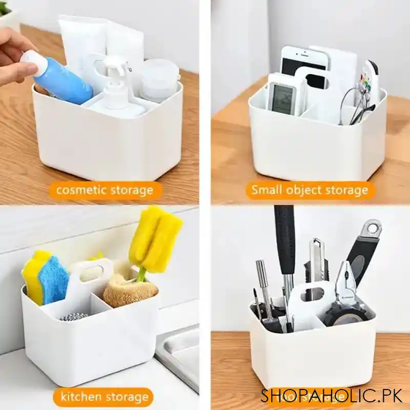 3 compartment multipurpose storage box with handle image3