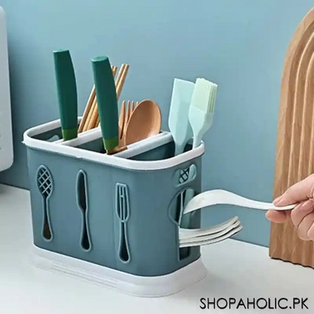 3 grids cutlery caddy organizer, spoons, knives, forks, chopstick holder for kitchen image6