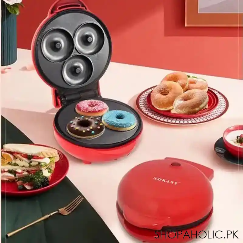3 hole non stick electric donut machine image2
