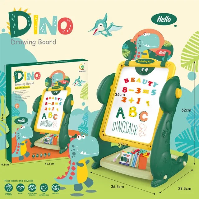 3 in 1 Easel (Black Board and White Board) – Dino