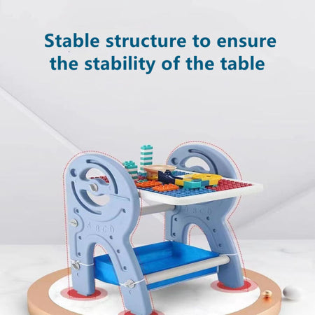 3 in 1 Multifunctional Children's Drawing, Dining Block Activity Table Chair