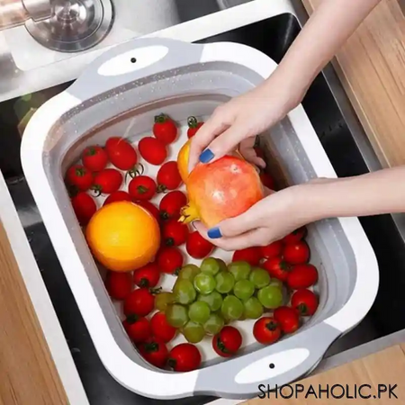 3 in 1 collapsible cutting board wash basin and serving basket main image