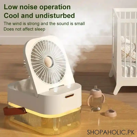 3 in 1 portable dual spray humidifier mini cooling fan with night light image2