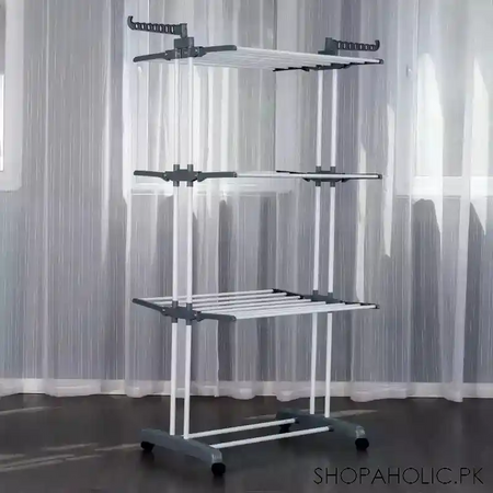 3 layer floor mobile folding clothes rack image5