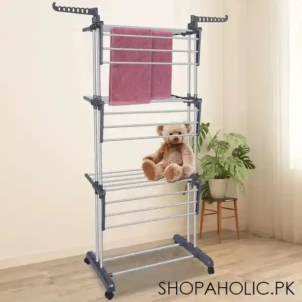 3 layer floor mobile folding clothes rack main image