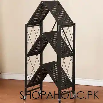 3 layer foldable multipurpose mobile wheels storage rack image7