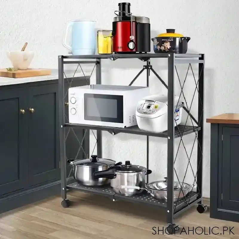 3 layer folding kitchen rack image2