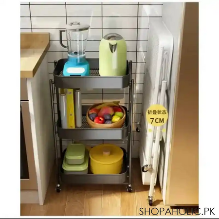 3 layer folding movable kitchen storage rack image4