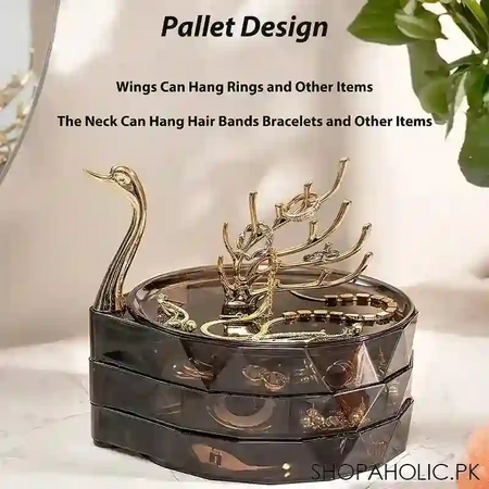 3 layer luxury swan dream desktop jewelry box image2