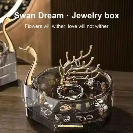 3 layer luxury swan dream desktop jewelry box main image