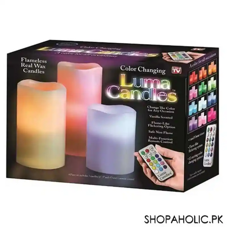 3 pcs color changing luma candles with remote control image2