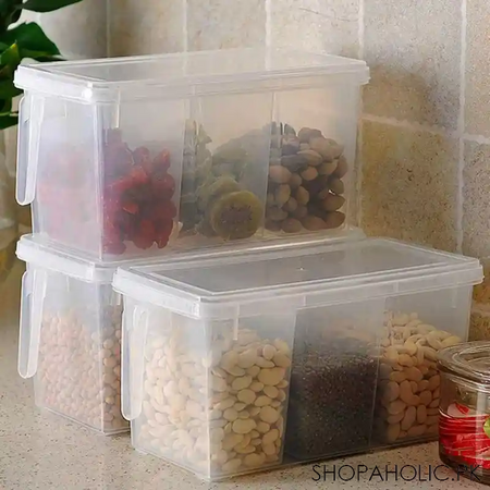 3 section transparent plastic food storage container organizer image4