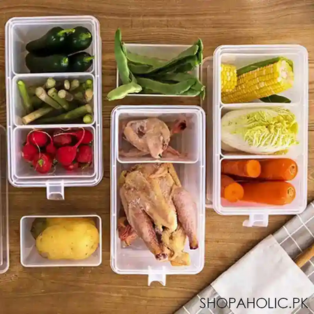 3 section transparent plastic food storage container organizer image5