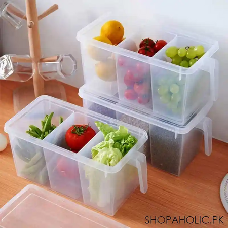 3 section transparent plastic food storage container organizer image6