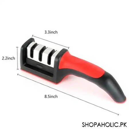 3 stage kitchen knife sharpener with non slip rubber handle image2
