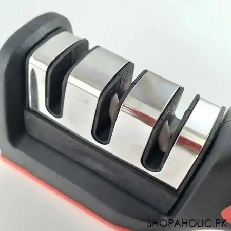 3 stage kitchen knife sharpener with non slip rubber handle image3