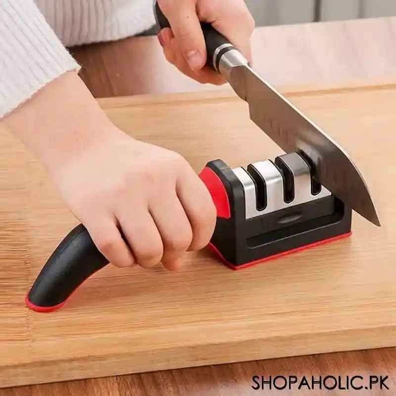 3-Stage Kitchen Knife Sharpener with Non-Slip Rubber Handle