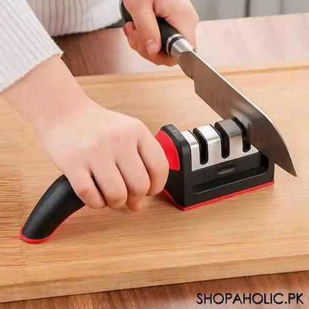 3-Stage Kitchen Knife Sharpener with Non-Slip Rubber Handle