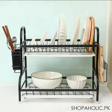 3 tier dish drainer, cutlery and cutting board rack image3