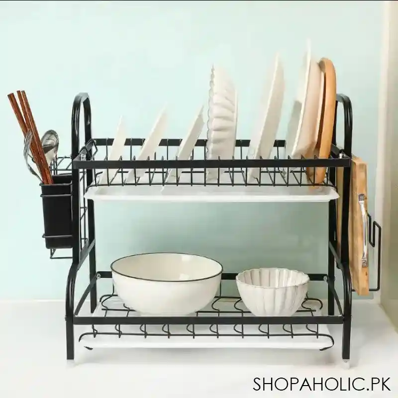 3 tier dish drainer, cutlery and cutting board rack image3