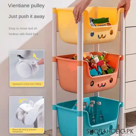 3 tier kids toy and accessories storage trolley image3