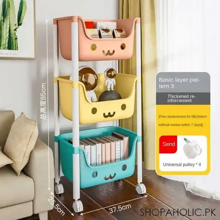 3 tier kids toy and accessories storage trolley main image