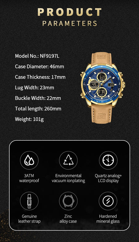 Overfly 9197 Naviforce Analog-Digital Dual Time Chronograph Watch image 11
