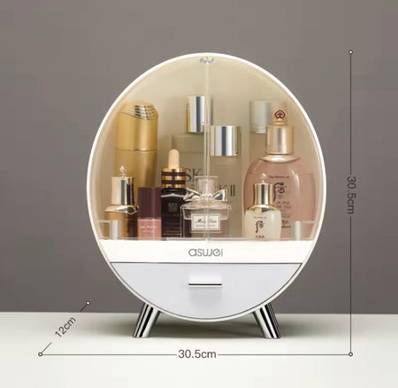oval shape cosmetic organizer with drawer image 8