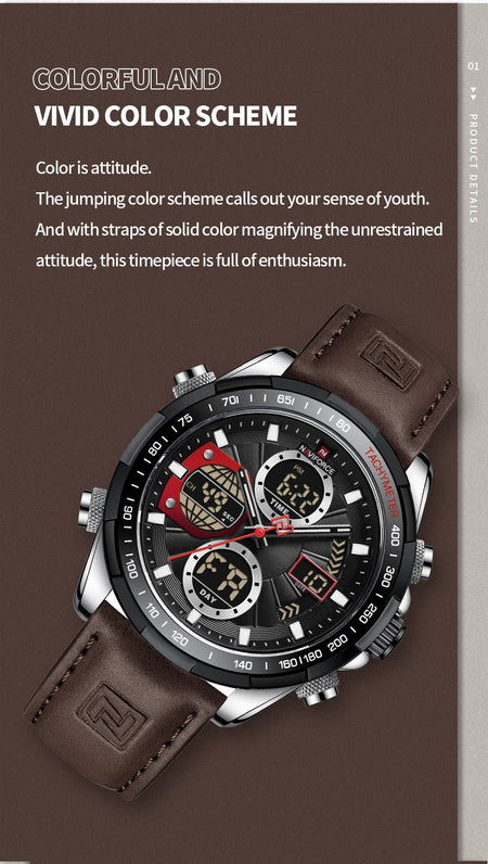 Overfly 9197 Naviforce Analog-Digital Dual Time Chronograph Watch image 8