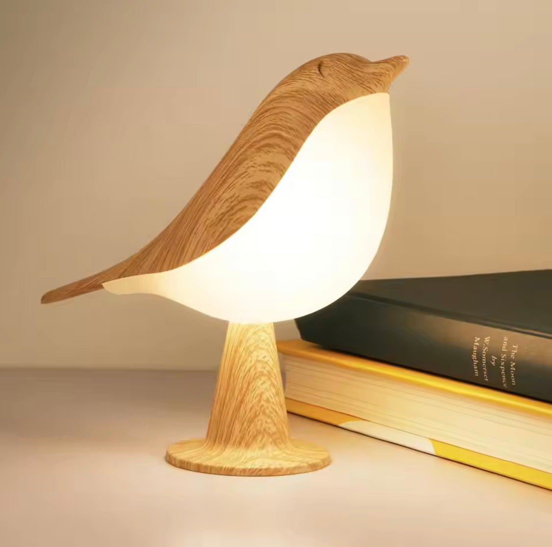 wooden touch led bird glow night lamp main image