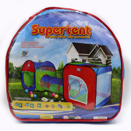 3 in 1 Tunnel Play Tent House + Free 50 Balls