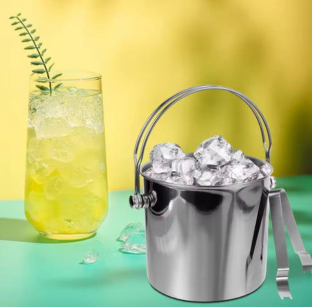 stainless steel ice bucket with tong image 2