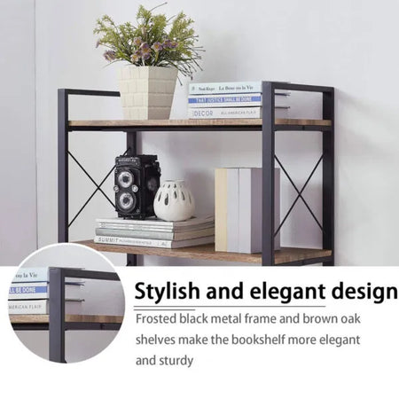 4-tier iron frame wooden bookshelf storage image 5