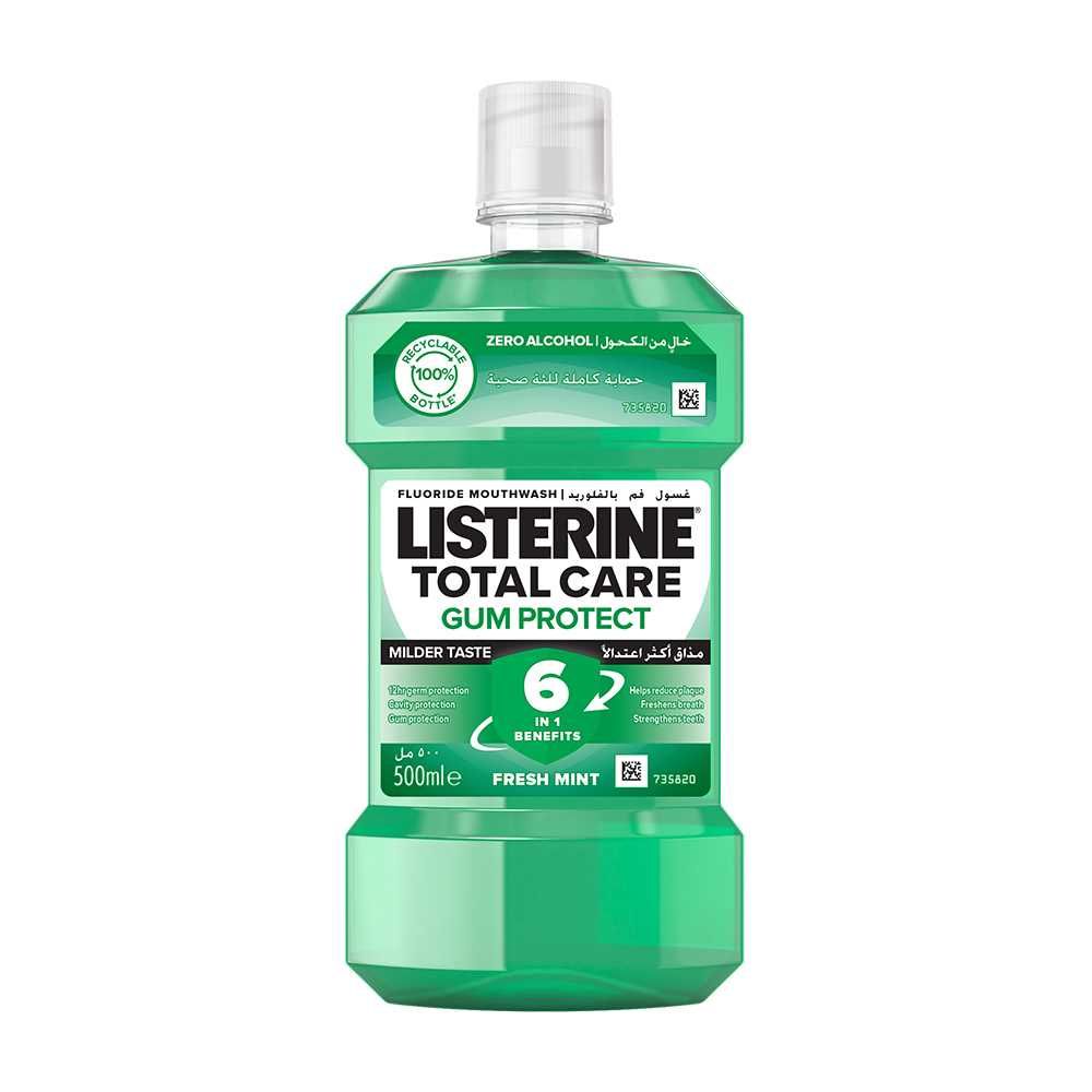 Listerine Total Care Gum Protect Mouthwash, Milder Taste Fresh Mint, 500ml - Main Image