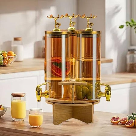3 in 1 rotating glass beverage dispenser with deer lid image 4