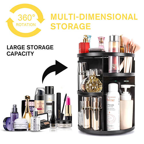 360° Rotating Makeup Organizer – Large Capacity Cosmetic & Perfume Storage Stand main image