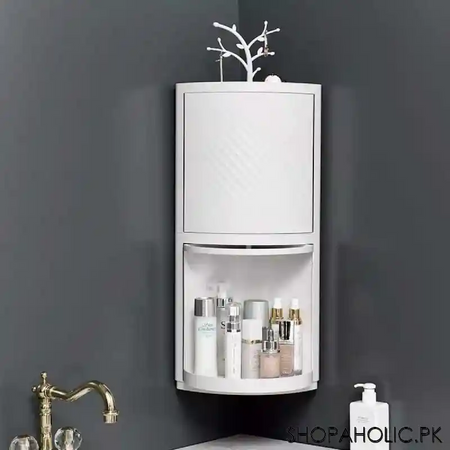 360 degree double decker rotatable corner storage cabinet organizer for bathroom and kitchen image6