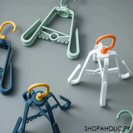 360 degree rotating foldable 4 hooks balcony shoe rack image3