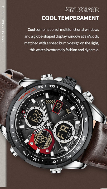 Overfly 9197 Naviforce Analog-Digital Dual Time Chronograph Watch image 7
