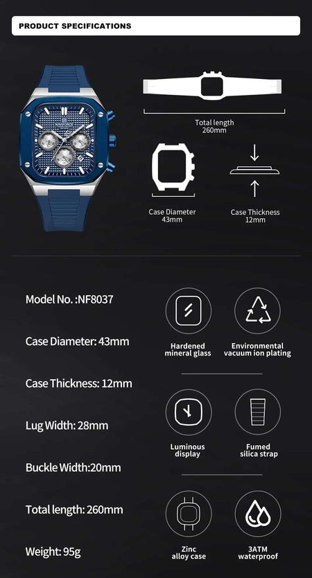 Naviforce NF-8037 Square Chronograph Edition image 3