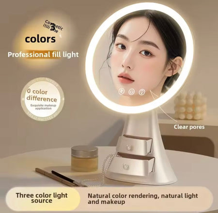 smart touch makeup mirror with drawer image 2