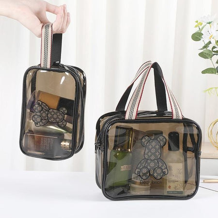 set of 3 transparent bear cosmetic pouch image 2