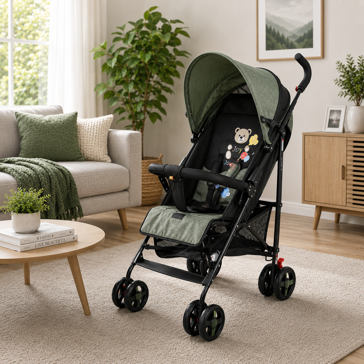 Joyous Multiposition Baby Stroller With Handle - Green