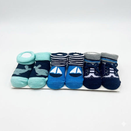 Baba Booties/Socks Pack Of 3 Boots Blue