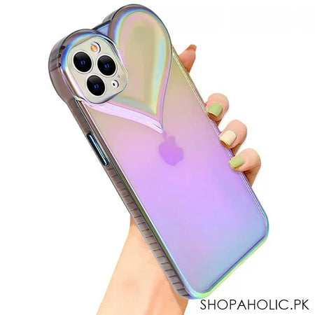 3d heart shaped holographic iphone case cover image4