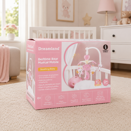 Baby Musical Crib Mobile - Pink